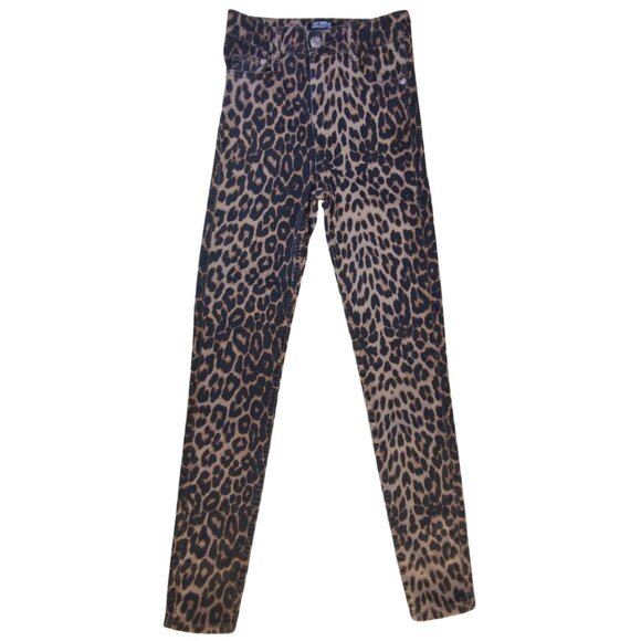 Zara Leopard Print Skinny Ankle Jeans - Picture 1 of 8